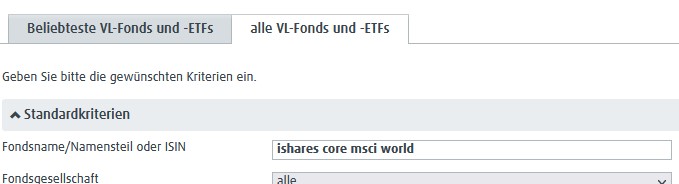 Auswahl iShares Core MSCI World